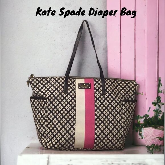 KATE SPADE ADARIA BABY DIAPER BAG TOTE LARGE BLACK CANVAS - Picture 1 of 11
